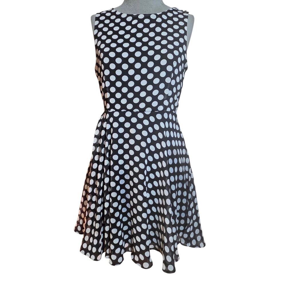 Black and White Pokadot Sleeveless Dress Size Small